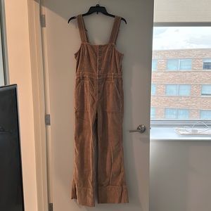 aerie brown courdoroy bell bottom overalls